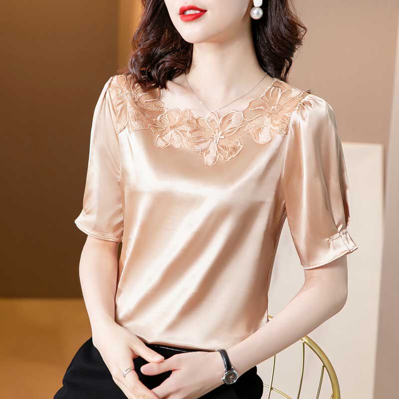 Mularsa acetate satin shirt woman 2022 Summer new inner hitch with 100 hitch and thin blouses