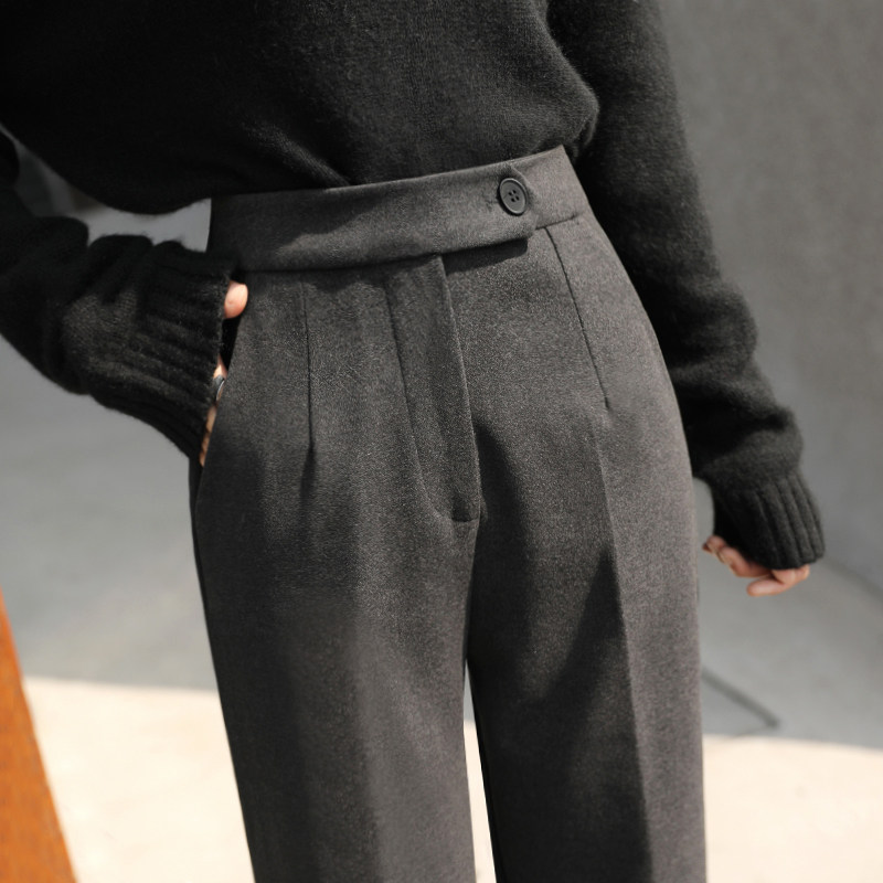 Mularsa straight cylinder tight loose waist hair pants children 2021 autumn winter smoke pipe loose western clothing pants 90% Harun pants