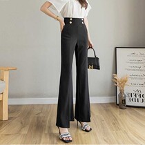 Mularsa Advanced Sensation Black Front Open Fork Microlaserpants Woman 2022 Summer new high waist display slim pituitary pants