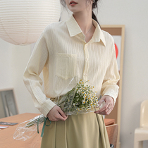 Mularsa Lazy Wind Striped Shirt Woman 2022 Spring new little sub loose 100 hitch slim fit shirt