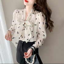 Mularsa Ultra Fairy Bubble Sleeve Shirt Woman 2022 Spring new butterfly knot lace flocking Dont make blouses