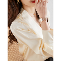 Mularsa method light extravagant and heavy samsilk satin face shirt woman 2022 spring new temperament long sleeve shirt