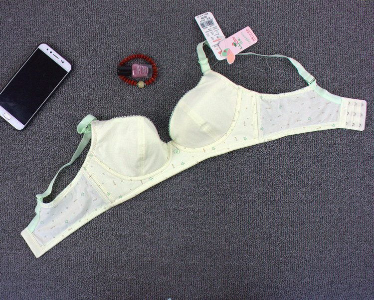 Màu xanh lá cây 319 6319 cotton mỏng AB cup ba hàng khóa quần cotton nữ sinh không có vành áo ngực shop đồ lót