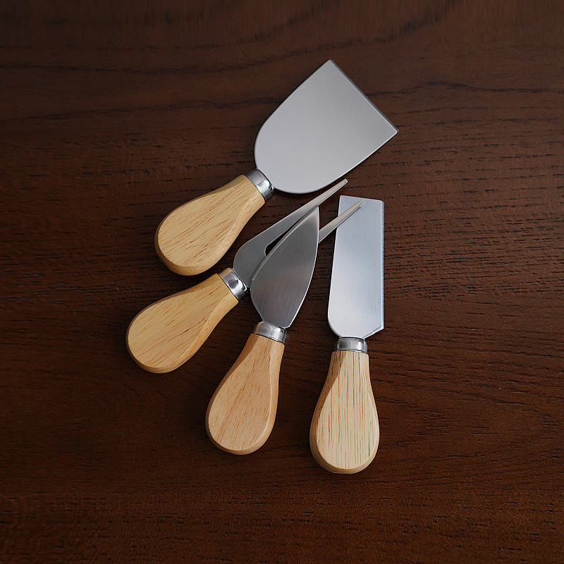 Nordic Wind Minimalist Oak Log Handle Stainless Steel Cheese Fruit Fork Pizza Shovel Cake Turd Butter Knife Butter Knife-Taobao