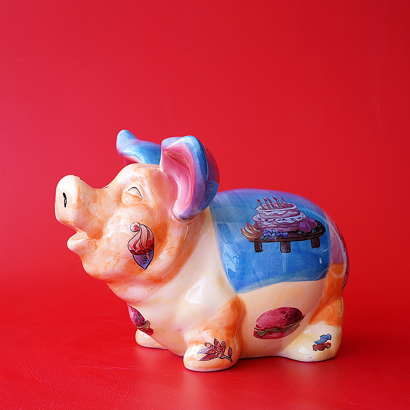 Big Number Art Creative Ceramics Pig Collection Home Swing Accessories Big Ears Pig Deposit Money Pot Red Wine Rack Decorations