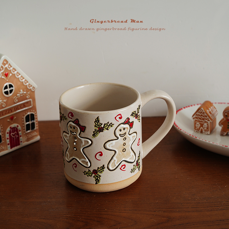 Christmas Export European-Style Hand-Painted Relief Vintage Gingerbread Man Shaped Ceramic Mug 700ml Large Capacity Cup Christmas Export European-Style Hand-Painted Relief Vintage Gingerbread Man Shaped Ceramic Mug 700ml Large Capacity Cup