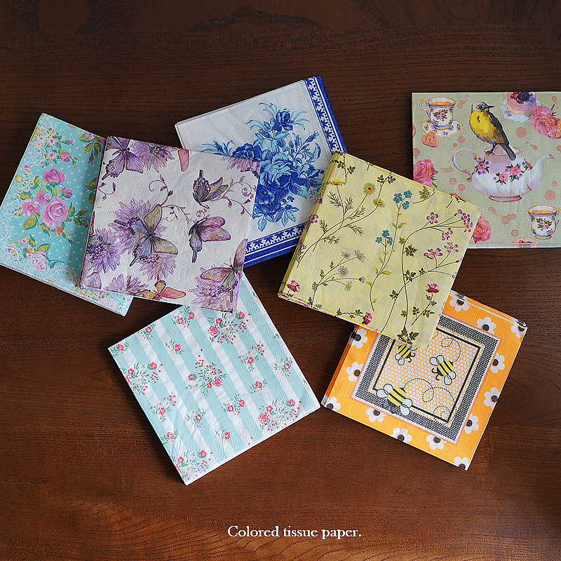 Edible Level Pure Wood Pulp Colored Napkins Square Western-style Gathering Party Decorations Arranged Flowers Birds Small Crushed Flowers-Taobao