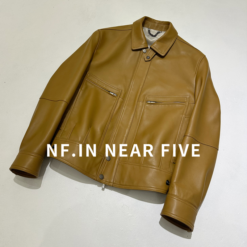 Near Five First-Layer Lambskin Motorcycle Jacket Excella Zipper Men's Genuine Leather Jacket Slp Jacket