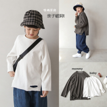 Boy Chun Fashion Long sleeves T-shirt 8 Pure cotton 2021 New wave Childrens spring and autumn pro-subterte Fashion break-in-the-hole blouse