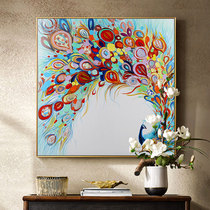 Pure hand painted into the portal porch decorative painting Villa porch murals light luxury simple hanging painting Peacock painting American oil painting