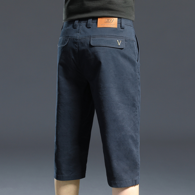 High-End Pure Cotton Men's Capri Pants, Summer Thin Breathable Straight-Leg Versatile 7/8 Pants, Fashionable Casual Six-Point Pants
