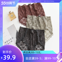 Big Code Full Lace High Waisted Lady Triangle Underwear Head Sexy Easy no Leg leg Fat mm200 haggle overdraft