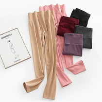 Womens plus-size de velvet long johns thickened high-waisted tummy-tight leggings loose brushed cold-proof no trace fat mm200 catties