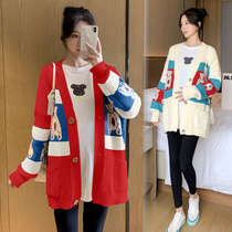 Real shot pregnant women autumn winter suit fashion out two sets Net red long sleeve top 2021 winter coat