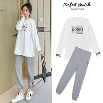 Pregnant women Spring Net red suit fashion top out small spring and autumn base shirt sweater T-shirt dress