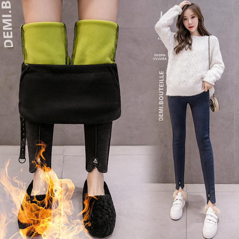 Maternity pants autumn outer wear fashion plus velvet inner pants autumn and winter small feet belly pants jeans trousers spring and autumn clothes