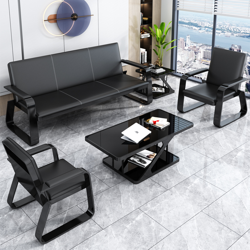 Office Sofa Tea Table Combination Suit Brief Modern Iron Art Sofa will guest office sofa Business-Taobao