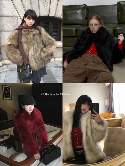 CC Pelz mittelalterliche Schwester großes Revers Waschbärpelz einfache Damen Winter neue Jacke jungen Stil