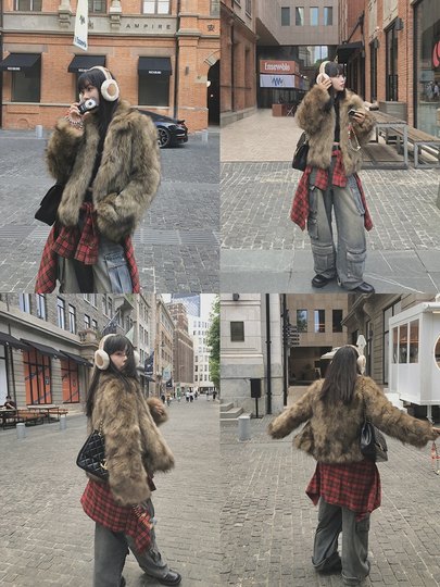 CC Pelz mittelalterliche Schwester großes Revers Waschbärpelz einfache Damen Winter neue Jacke jungen Stil