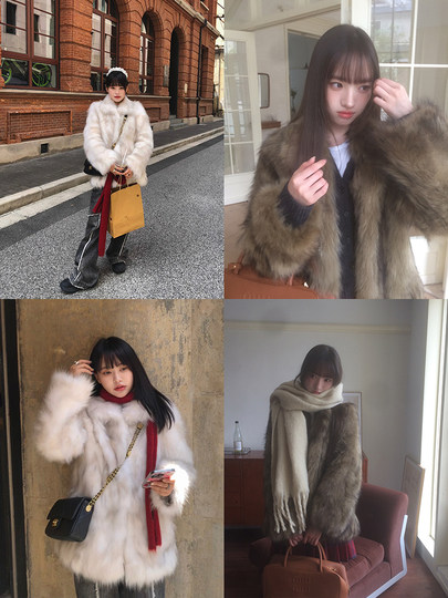 CC Pelz mittelalterliche Schwester großes Revers Waschbärpelz einfache Damen Winter neue Jacke jungen Stil