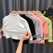 Boys and girls super foreign-style bottoming shirts childrens spring and autumn elastic baby girls with long-sleeved T-shirts stand-up collar tops tide