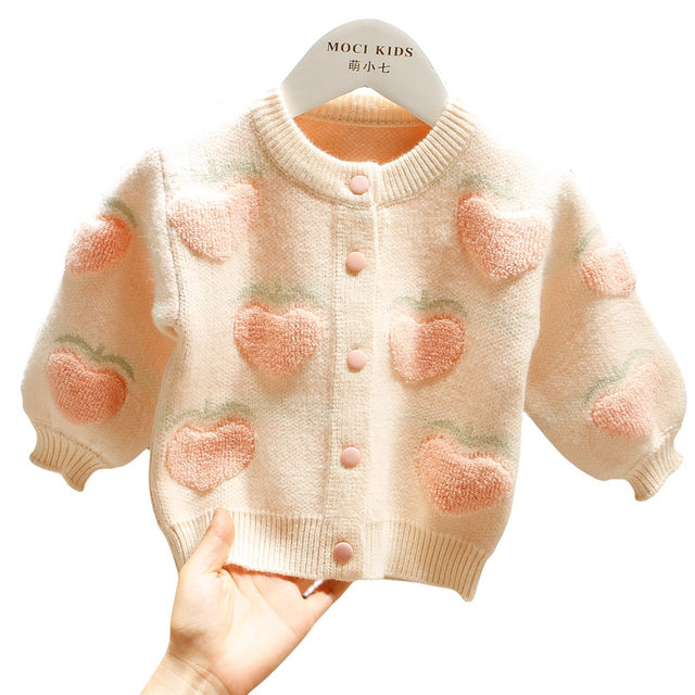 Baby girl foreign style sweater jacket baby children spring autumn winter clothing girls wool cardigan 1 year old 2 children 3 knitted sweaters 4