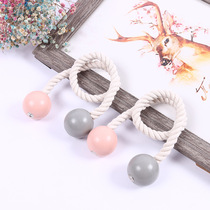 Color creative two-color wooden beads magnetic buckle Curtain tie rope free hole curtain tie magnet tie ball pair