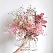 Hands touted bridal wedding wedding wedding photo photo pink Mori system of flowers bunches and Han style Photography Playball upscale