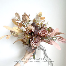 Simulation Flowers Bouquet Retro Rose Hands Touted Bridal Wedding Wedding Sen Wedding Dresses Photography Props Han Style