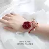 Bridesmaid hand flower wedding bride wrist flower Sister bracelet flower Chinese red wedding