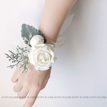 Bridal wrist flower Wedding hand flower Wedding Korean Bridesmaid bracelet flower Sister forest groom best man corsage lapel flower