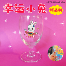 Peach office original design lucky little rabbit Showa retro export Japan heat-resistant cartoon glass