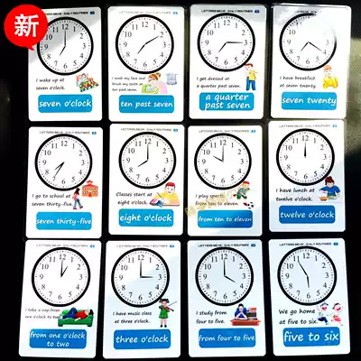 Students One day English time Expression Example sentences English cards Classroom teaching aids Clock Flash cards Primary school teachers