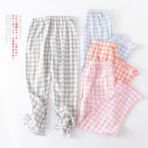 Japanese cotton gauze autumn and winter breathable pregnant women home full length maternity month pants cotton large size pregnant womens pajamas