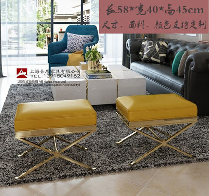 Postmodern light and luxurious stainless steel bed tailstool American Jane approximately swapped shoes stool Nordic make-up stool footrest couch stool