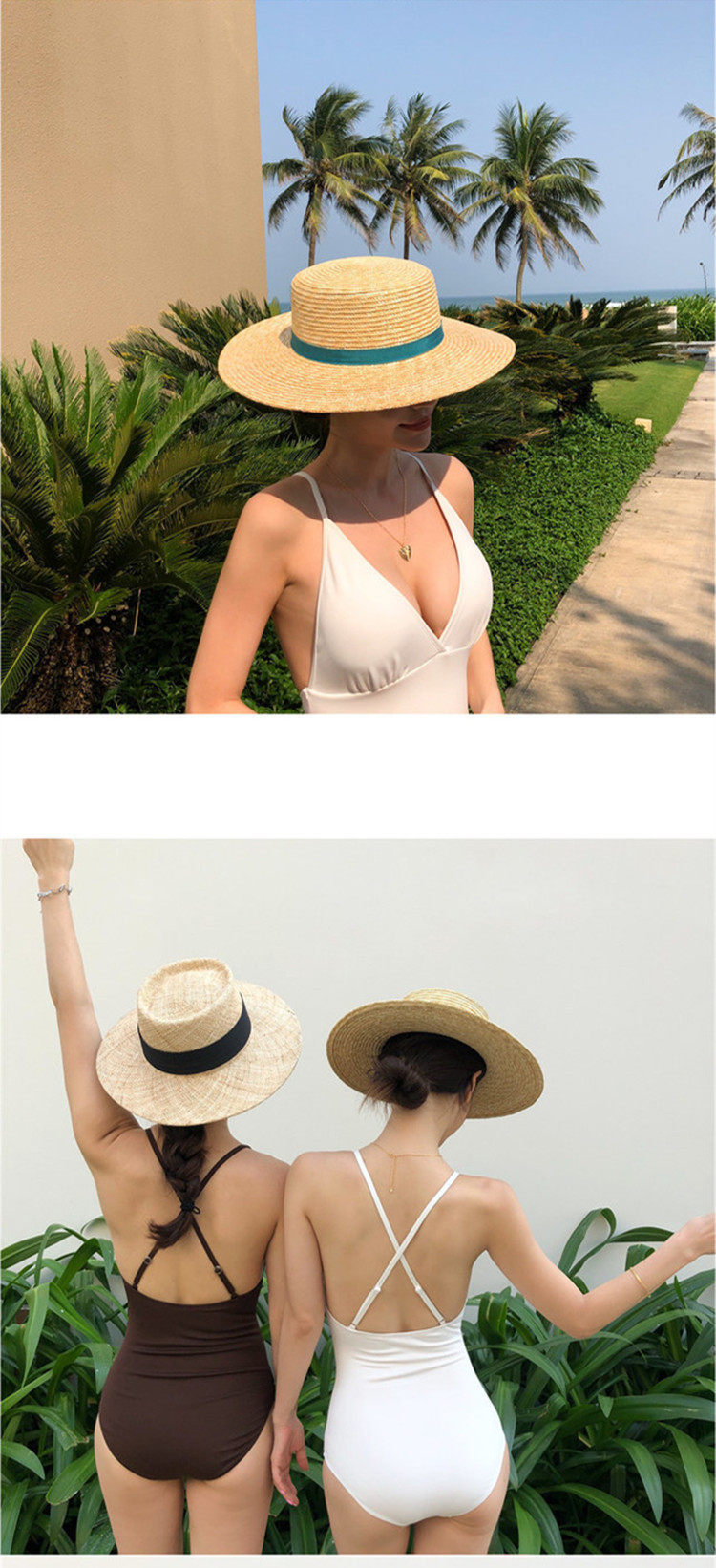 Белый кофейный сексуальный купальник, популярно в интернете, с открытой спиной 