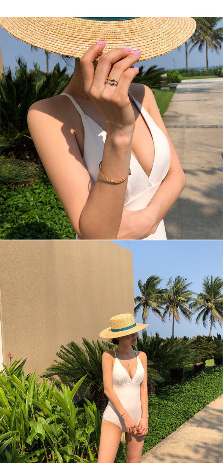 Белый кофейный сексуальный купальник, популярно в интернете, с открытой спиной 