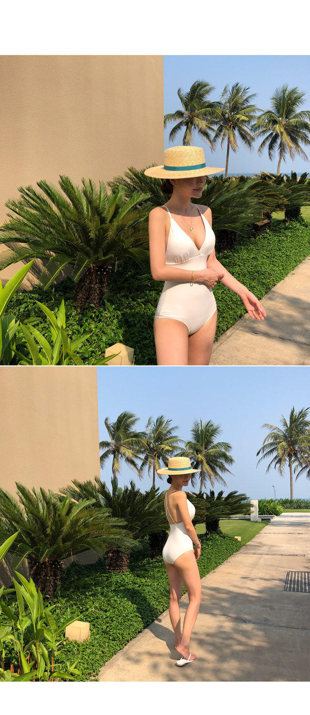 Белый кофейный сексуальный купальник, популярно в интернете, с открытой спиной 