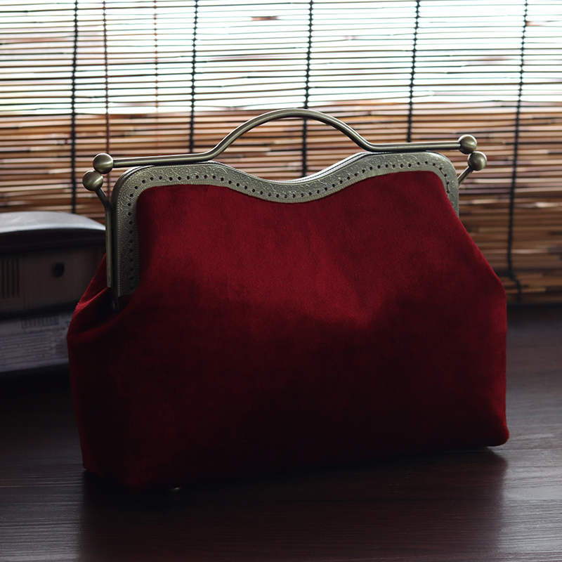 Bridal handbag atmosphere wedding femininity goddess mother mother-in-law bag velvet retro handmade gold bag