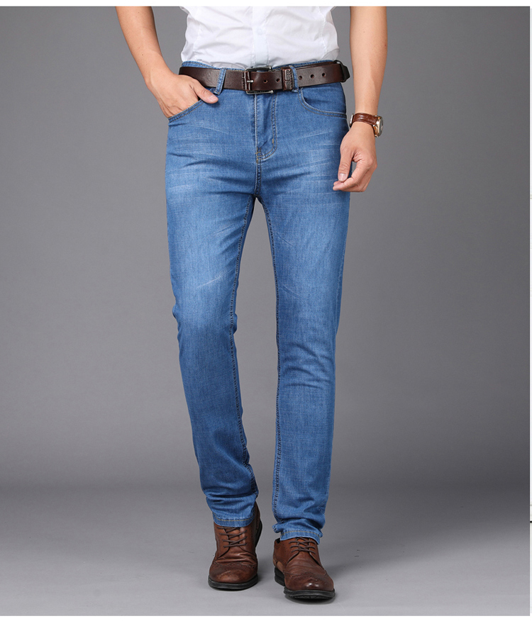 Hàng ngày đặc biệt jeans nam mùa hè siêu mỏng stretch tự trồng thẳng kinh doanh mùa hè quần tây giản dị người đàn ông trẻ tuổi