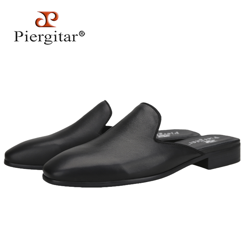 Summer New Style Cowhide Breathable Trendy Men's Mule Slippers European and American Style Slip-On Low-Heeled Smoking Slippers Party Fashion Style Summer New Style Cowhide Breathable Trendy Men's Mule Slippers European and American Style Slip-On Low-Heeled Smoking Slippers Party Fashion Style