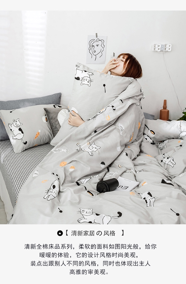 Jane Eyre cotton bốn mảnh cotton lưới bốn mảnh màu đỏ rung cùng một đoạn nhỏ chăn tươi ký túc xá sinh viên - Bộ đồ giường bốn mảnh chăn ga gối đệm đẹp