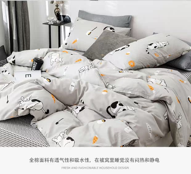 Jane Eyre cotton bốn mảnh cotton lưới bốn mảnh màu đỏ rung cùng một đoạn nhỏ chăn tươi ký túc xá sinh viên - Bộ đồ giường bốn mảnh chăn ga gối đệm đẹp
