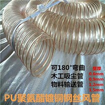 Transparent PU polyurethane copper reinforced woodworking machinery drilling machine iron chips shavings powder hose in mainland China hot sale