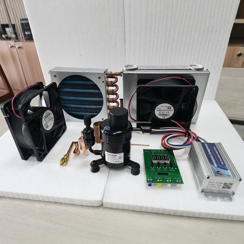 Miniature Compressor DIY Plate Heat Exchanger/Copper Tube Fin Evaporator Water-Cooled Circulation Mobile Pet Air Conditioner