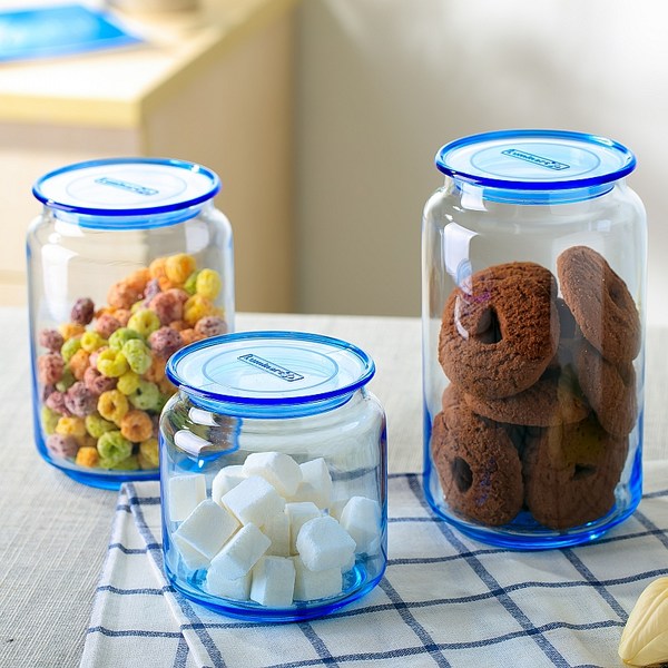 Luminarc 乐美雅 玻璃保鲜罐三件套 500+750+1000ml 天猫优惠券折后￥34包邮（￥39-5）2色可选 赠必胜客用进口冰激凌碗