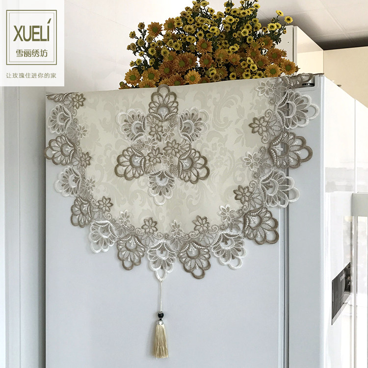 Refrigerator towel washing machine cover cloth single open door pair open door double door dust cover Nordic American style lace cover towel