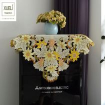 Square bedside table Air conditioning computer oven Microwave oven cover towel Pastoral fabric embroidery tablecloth Chinese sunflower