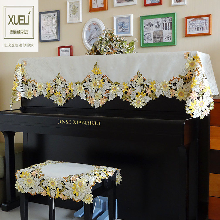 Piano Scarves Piano Hood Luxurious Rework Embroidered Floral Garden Cloth Art-style American-style dust cover towel curtain Sunflower