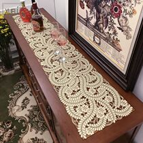 TV cabinet cover towel tablecloth tablecloth Tea table pad Fabric embroidery Light luxury Nordic American Chinese Long square mountain flowers romantic